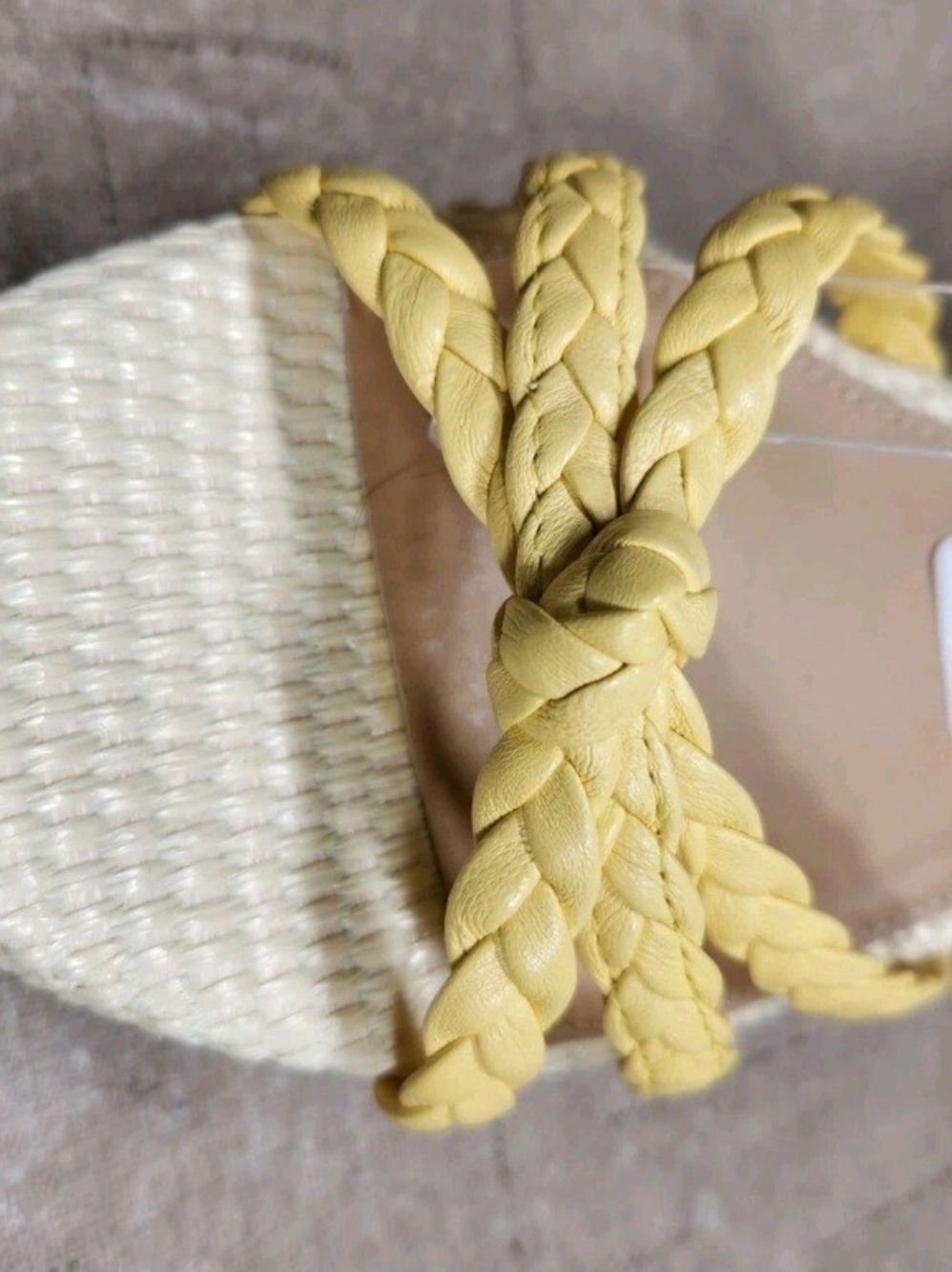 Antonio Melani Women's Size 9.5 M Platform Wedge Yellow Leather Ankle Strap 145 - Picture 6 of 7